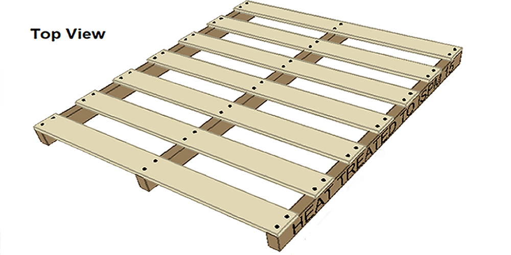 Two way entry heat treated wooden pallet skid for ISPM15 export use